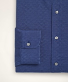 Brooks Brothers Men's Stretch Regent Regular-Fit Dress Shirt, Non-Iron Poplin Ainsley Collar Dot | Navy