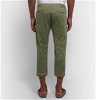 Remi Relief - Studded Cropped Cotton-Twill Chinos - Army green