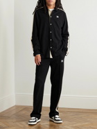 Palm Angels - Striped Crochet-Trimmed Cotton-Piqué Shirt - Black