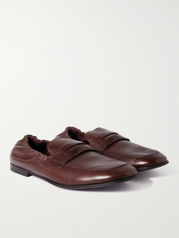 Photo: DOLCE & GABBANA - Leather Loafers - Brown