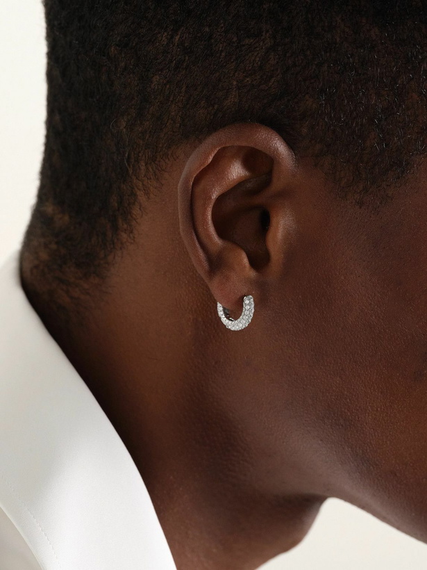 Photo: MARIA TASH - Invisible 8mm 18-Karat White Gold Diamond Single Hoop Earring
