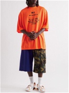 BALENCIAGA - Oversized Printed Neon Jersey T-Shirt - Orange