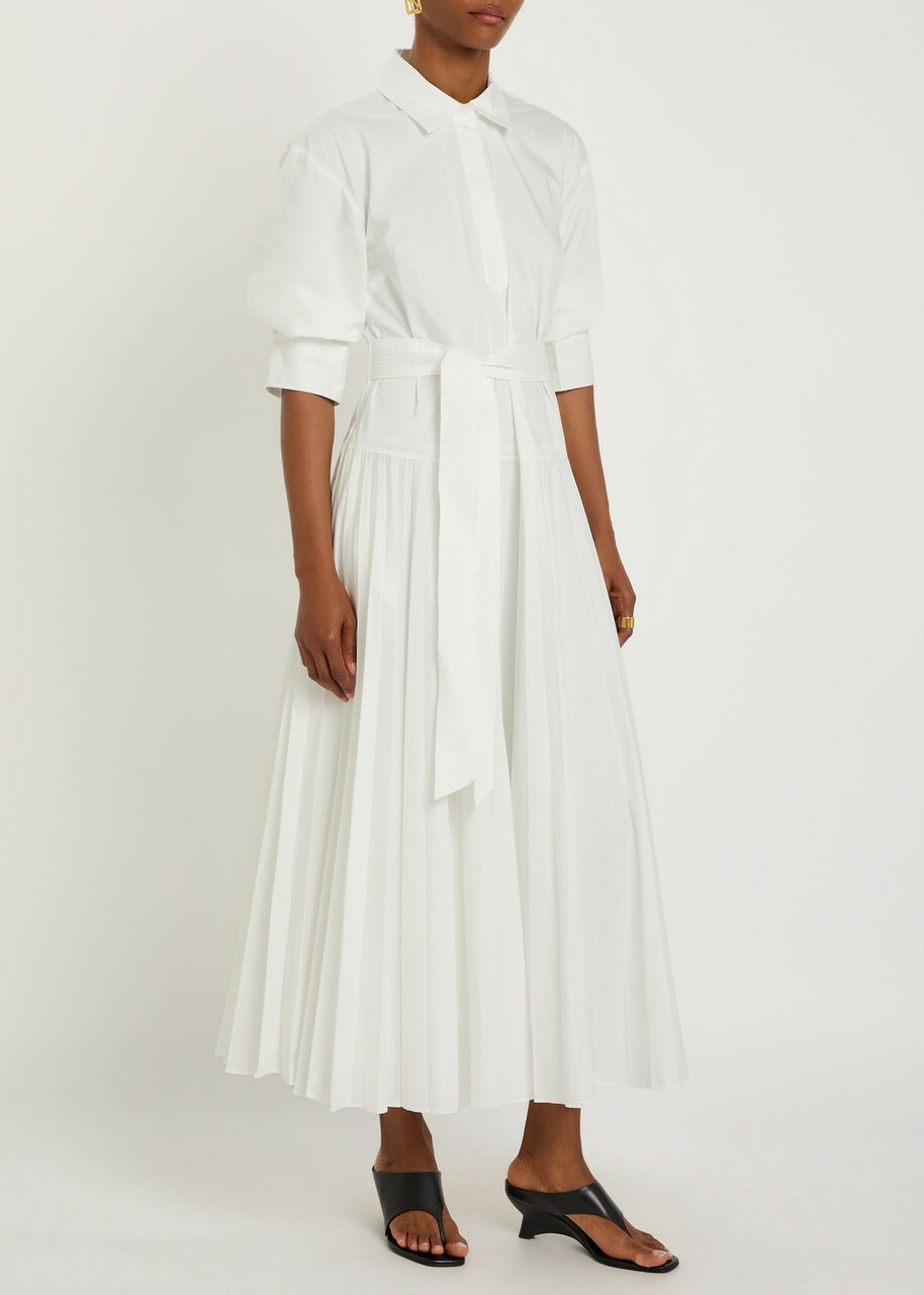 Simkhai Arlo Belted Cotton-blend Poplin Maxi Dress White