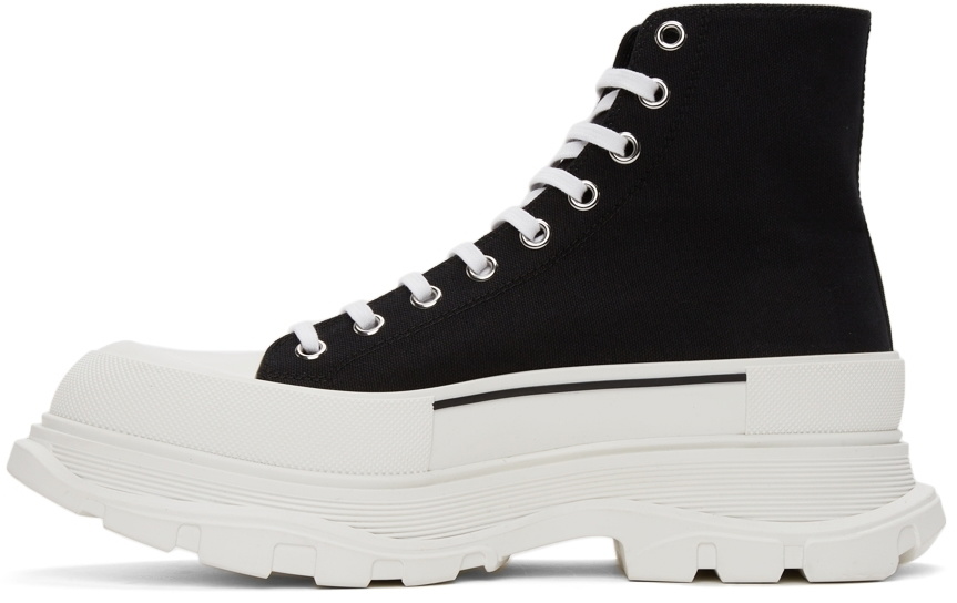 Alexander McQueen Black & White Tread Slick Hi Sneakers