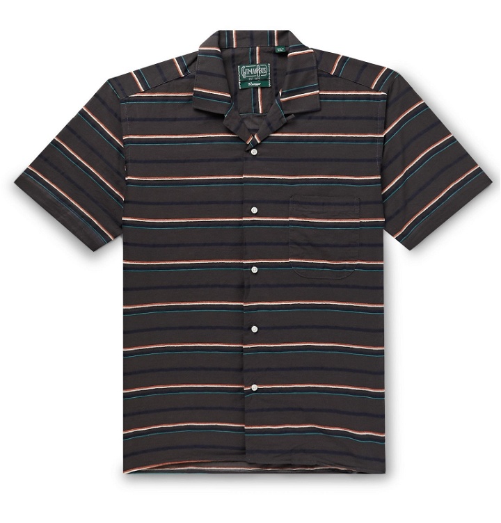 Photo: Gitman Vintage - Camp-Collar Striped Cotton Shirt - Brown