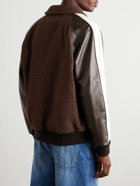 Valentino Garavani - Cotton-Blend Tweed and Leather Bomber Jacket - Brown