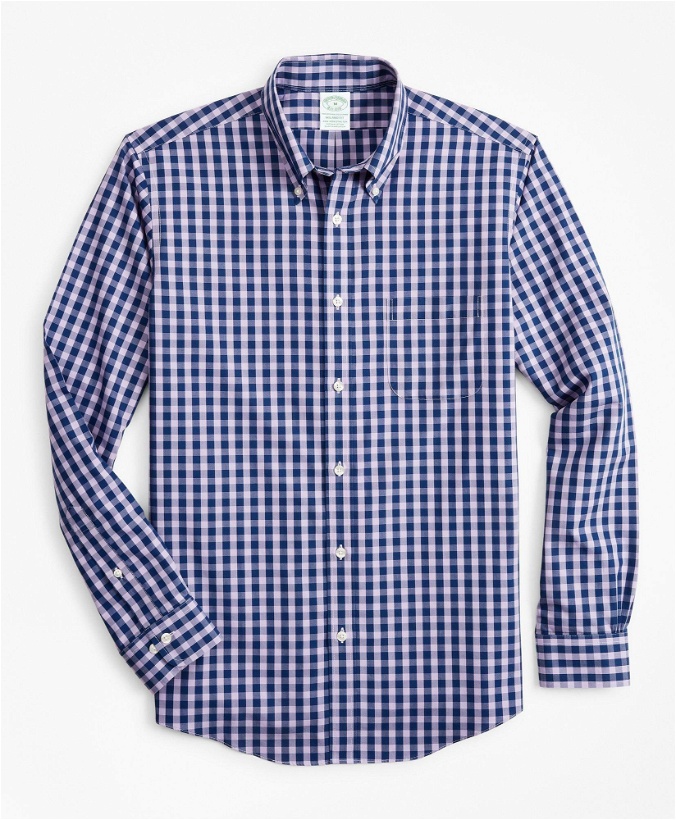 Photo: Brooks Brothers Men's Stretch Milano Slim-Fit Sport Shirt, Non-Iron Gingham | Navy