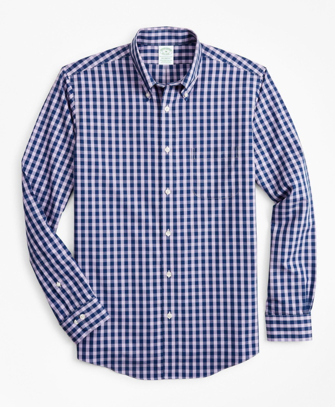 Photo: Brooks Brothers Men's Stretch Milano Slim-Fit Sport Shirt, Non-Iron Gingham | Navy