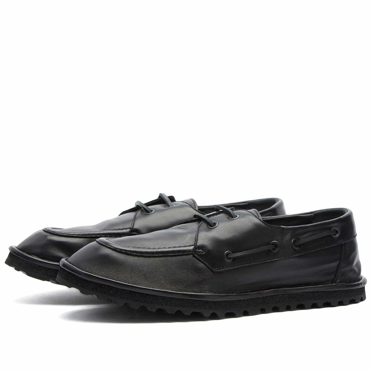Photo: Dries Van Noten Men's Boat Shoe in Black Leather