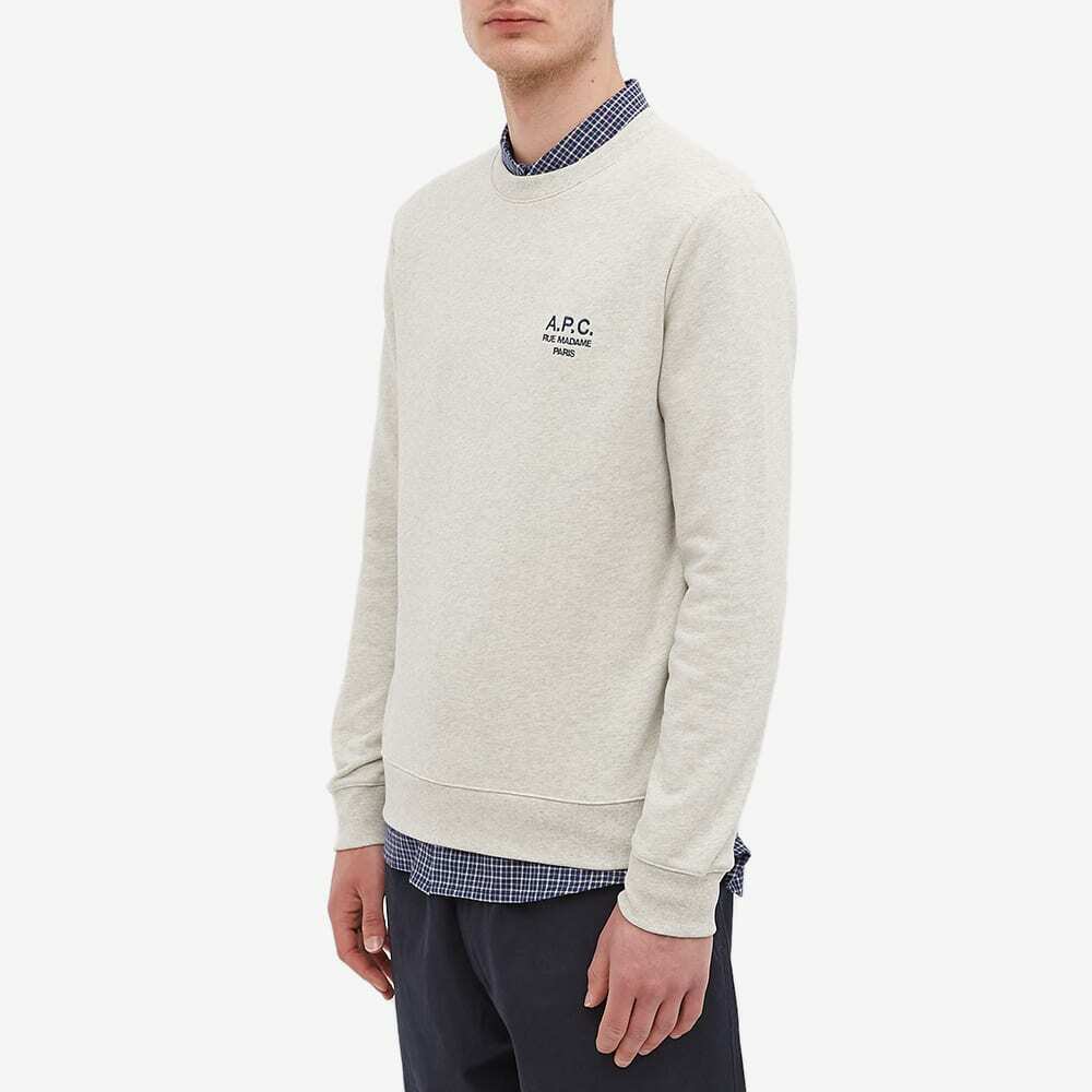 A.P.C. Men's Rider Small Logo Crew Sweat in Ecru Heather A.P.C.