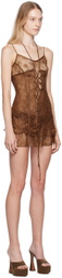 KIM SHUI Brown Lace-Up Minidress