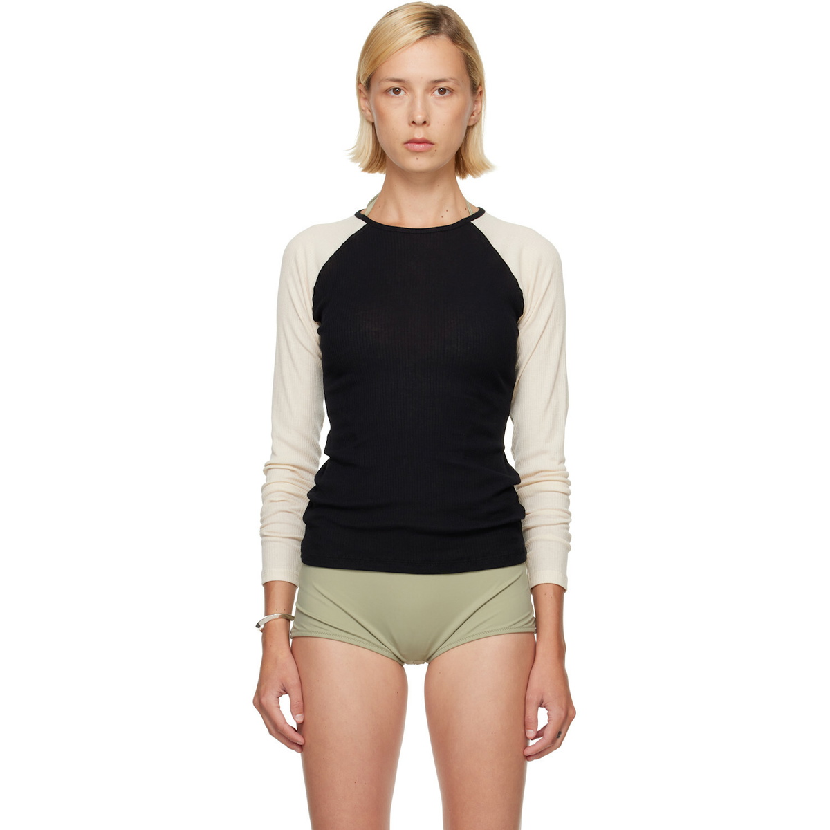 Baserange SSENSE Exclusive Black & Off-White Gene Long Sleeve T-shirt
