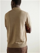 PIACENZA 1733 - Cable-Knit Silk and Linen-Blend Polo Shirt - Brown