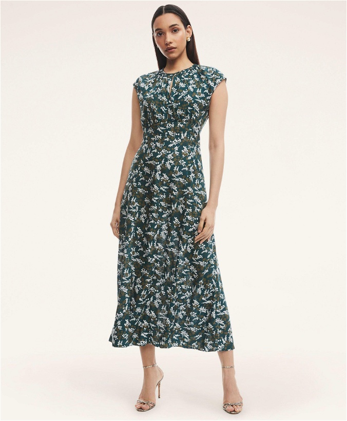 Photo: Brooks Brothers Women's Floral Midi Dress | Teal