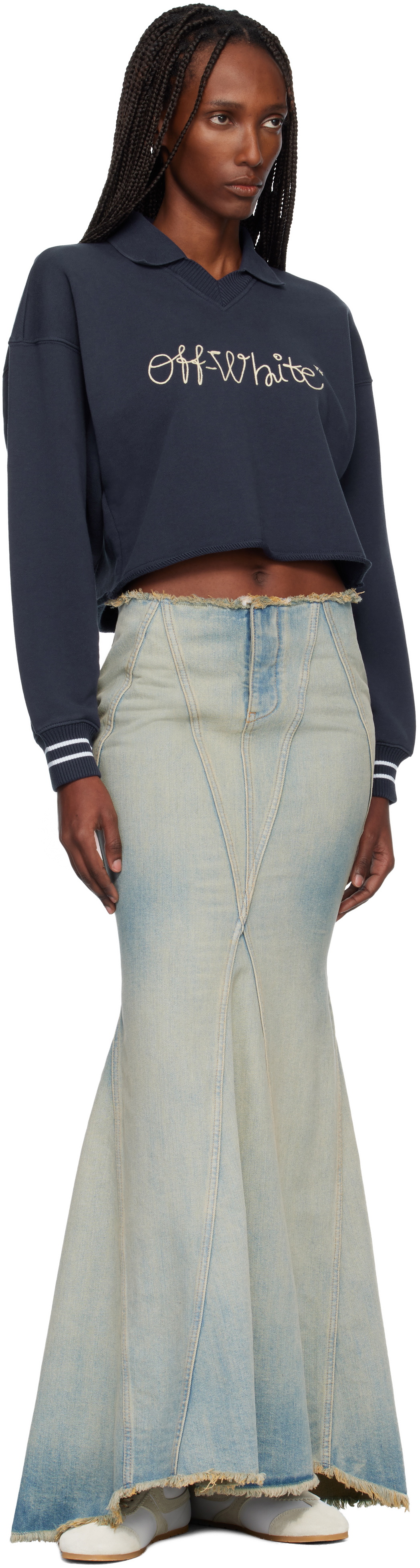 Off-White Blue Denim Maxi Skirt
