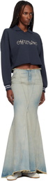 Off-White Blue Denim Maxi Skirt