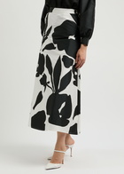 Lovebirds Forest Appliquéd Silk-taffeta Maxi Skirt Black And White