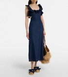 Zimmermann Aster ruffled denim midi dress