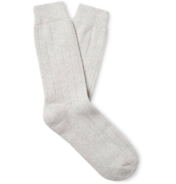 Photo: NN07 - Ribbed Mélange Wool-Blend Socks - Gray