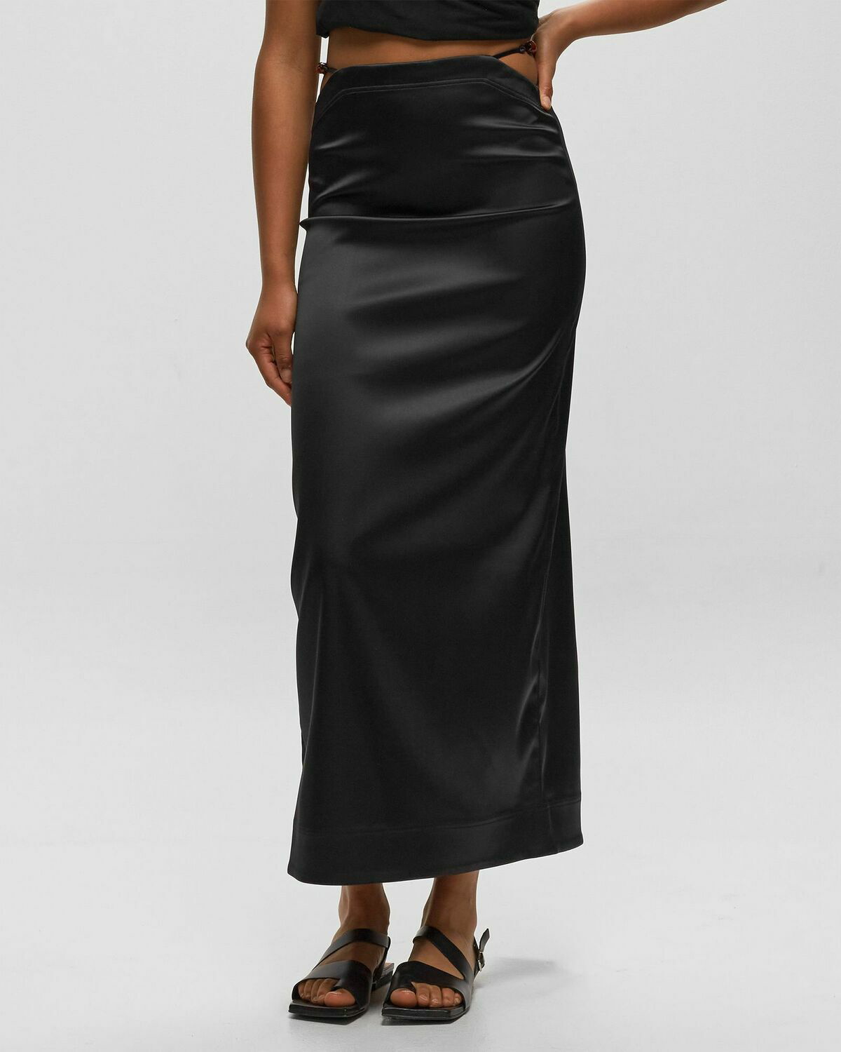 Ganni Double Satin Maxi Skirt Black Skirts GANNI