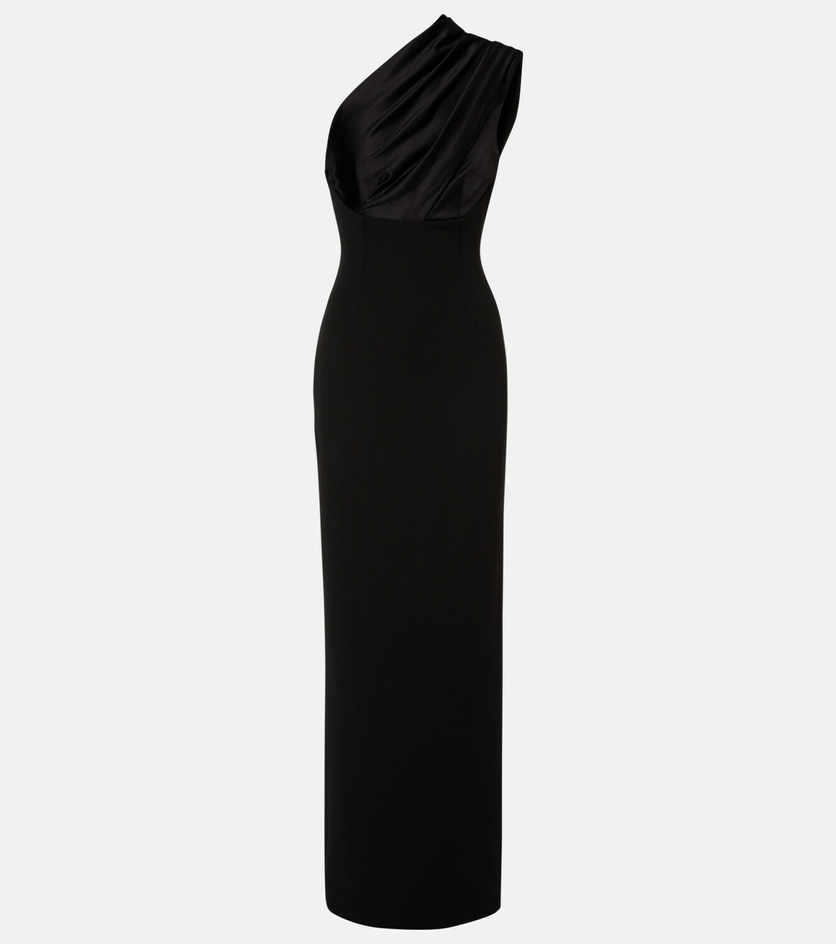 Solace London Gracie one-shoulder satin-trimmed gown