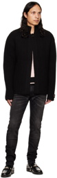 We11done Black Stand Collar Cardigan