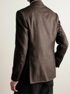 Canali - Double-Breasted Brushed Cashmere and Silk-Blend Twill Blazer - Brown