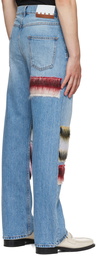 Marni Blue Mohair Patch Cropped Jeans