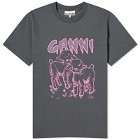 GANNI Women's Lambs relaxed t-shirt in Volcanic Ash