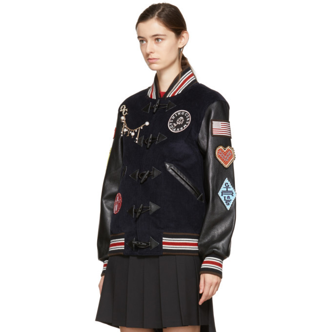 Navy Corduroy Varsity Bomber main image 0