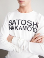Satoshi Nakamoto - Logo-Print Thermal Waffle-Knit Cotton T-Shirt - White