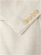Rubinacci - Double-Breasted Herringbone Wool, Silk and Linen-Blend Blazer - Neutrals