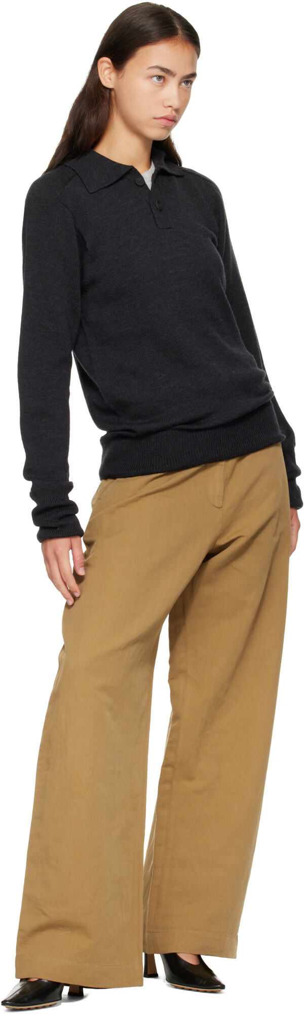 Studio Nicholson Gray Sark Knit Polo