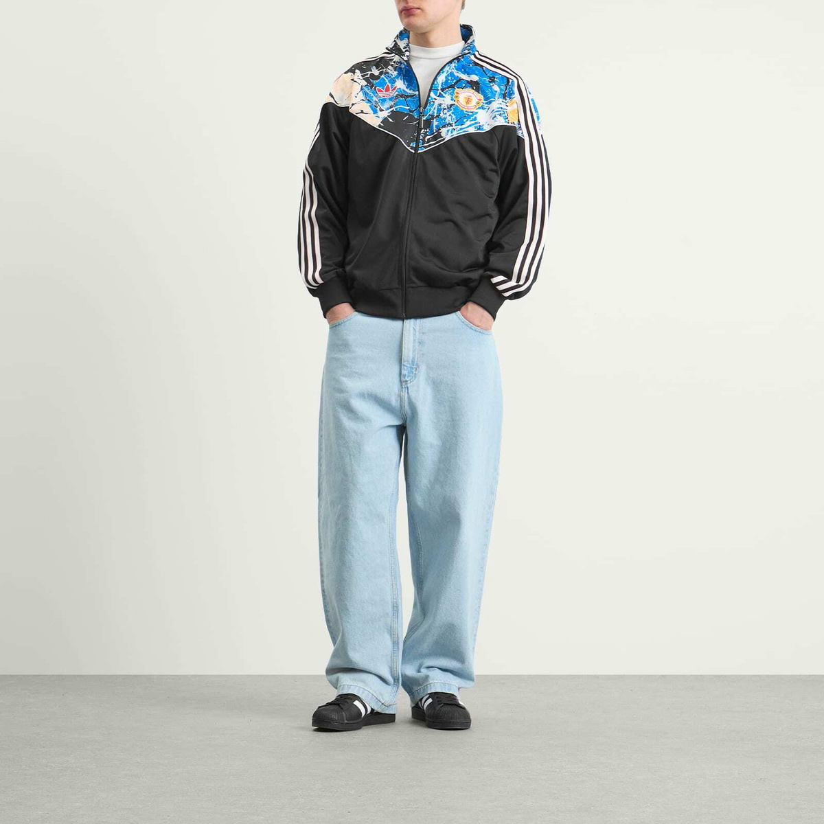 Adidas Men's x Stone Roses Manchester United Track Top in Black/Multicolor