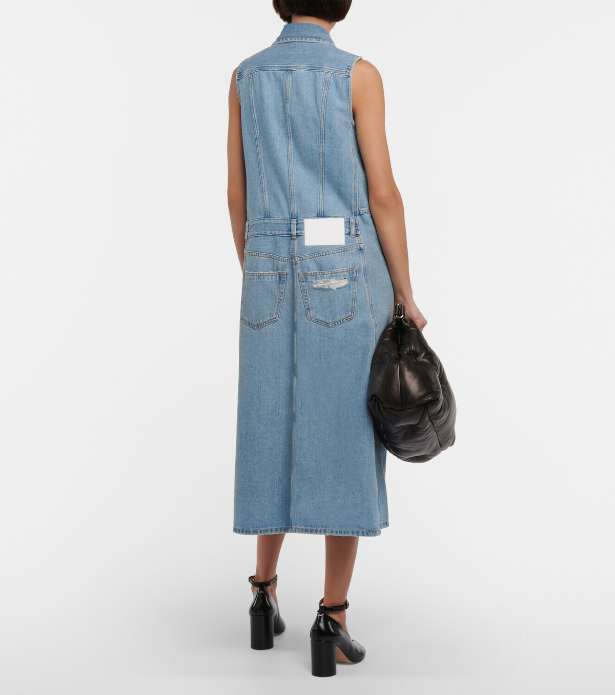 mm6 maison margiela denim dress Kids Sleeveless patch pockets on the MM6 Maison Margiela Blue YGroup_TEK6234 CLICK down arrow To Select Garment & Sleeve Length:Calf Length - Sleeveless or Short Sleeve