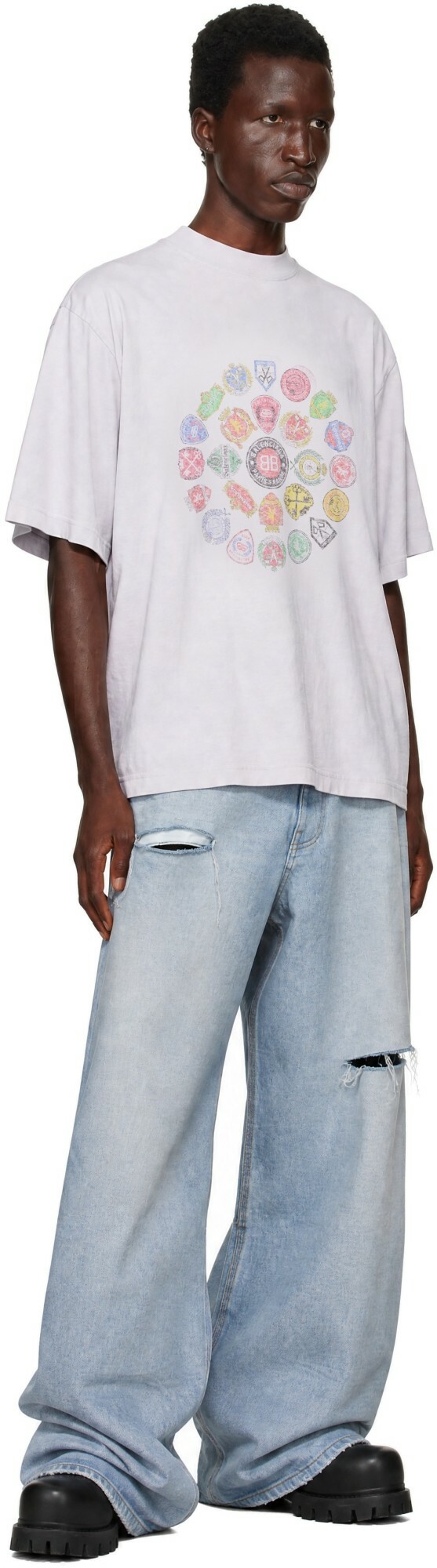 Balenciaga Gray Spiral Crest T-shirt