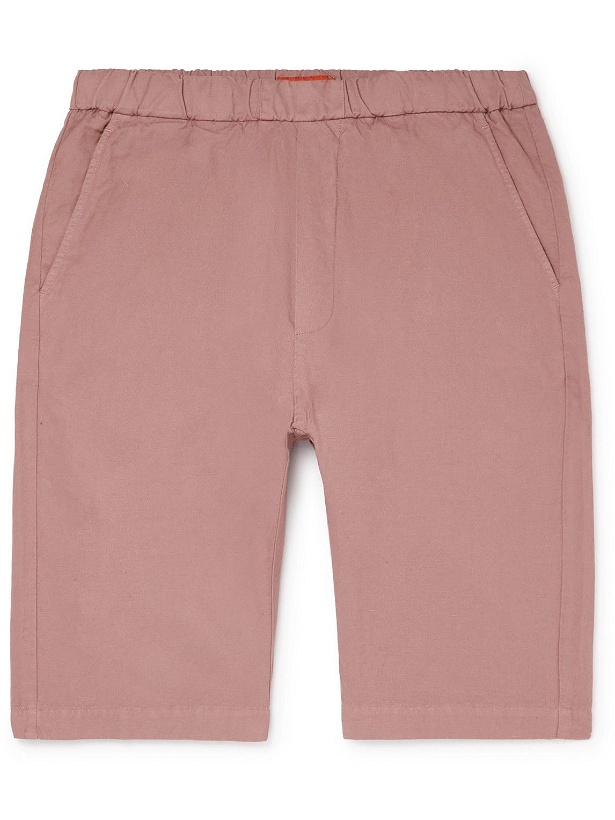 Photo: Barena - Agro Maestra Straight-Leg Stretch Cotton and Linen-Blend Shorts - Pink