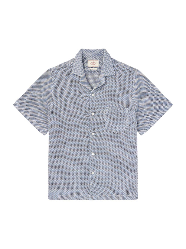 Photo: Portuguese Flannel - Agora Camp-Collar Cotton-Blend Shirt - Blue