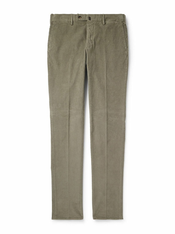 Photo: Incotex - Straight-Leg Cotton-Blend Corduroy Trousers - Green