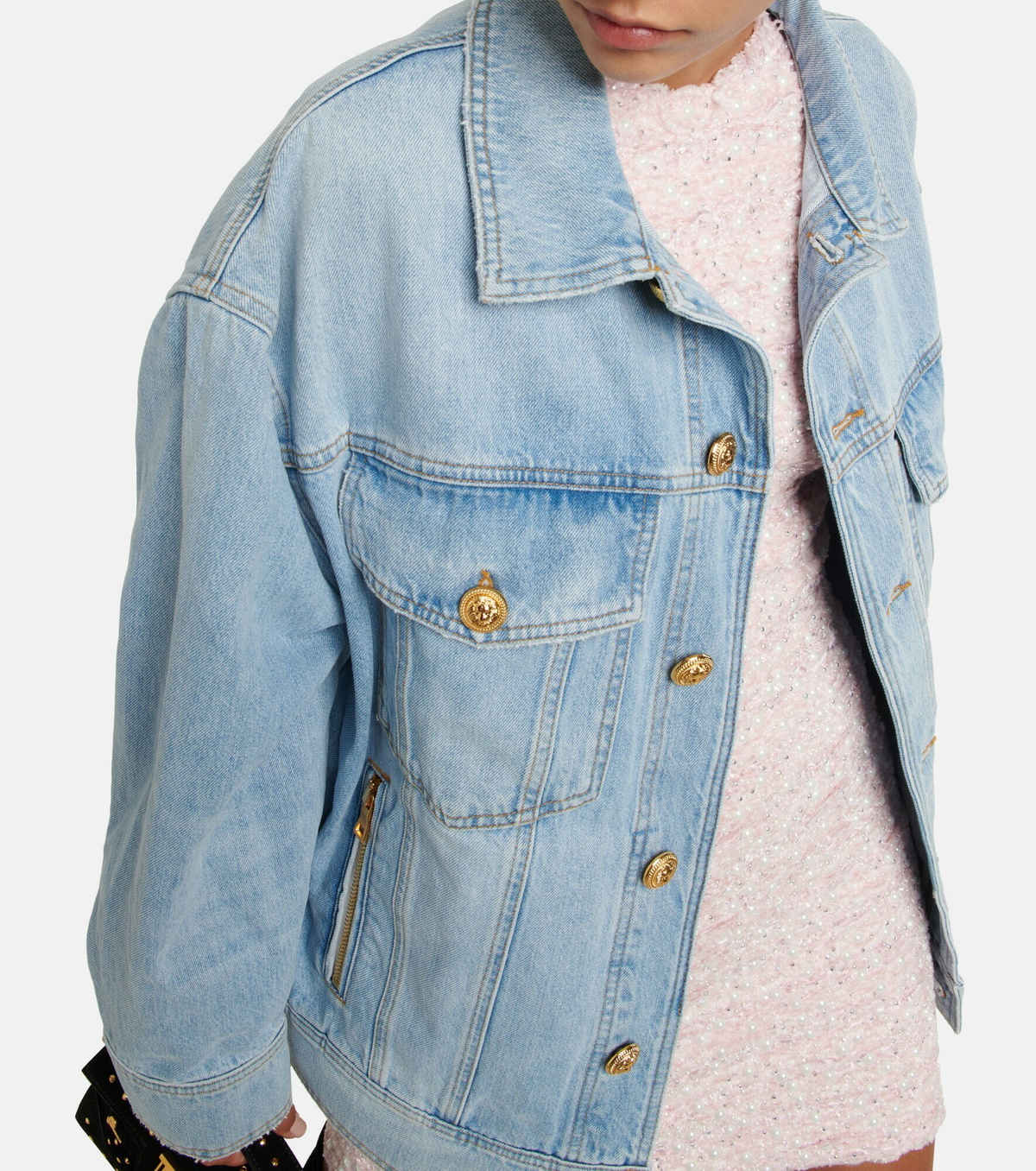 Balmain - Embellished Oversized Denim Jacket Balmain