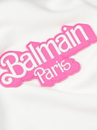 Balmain - Barbie Logo-Appliquéd Organic Cotton-Jersey Hoodie - White