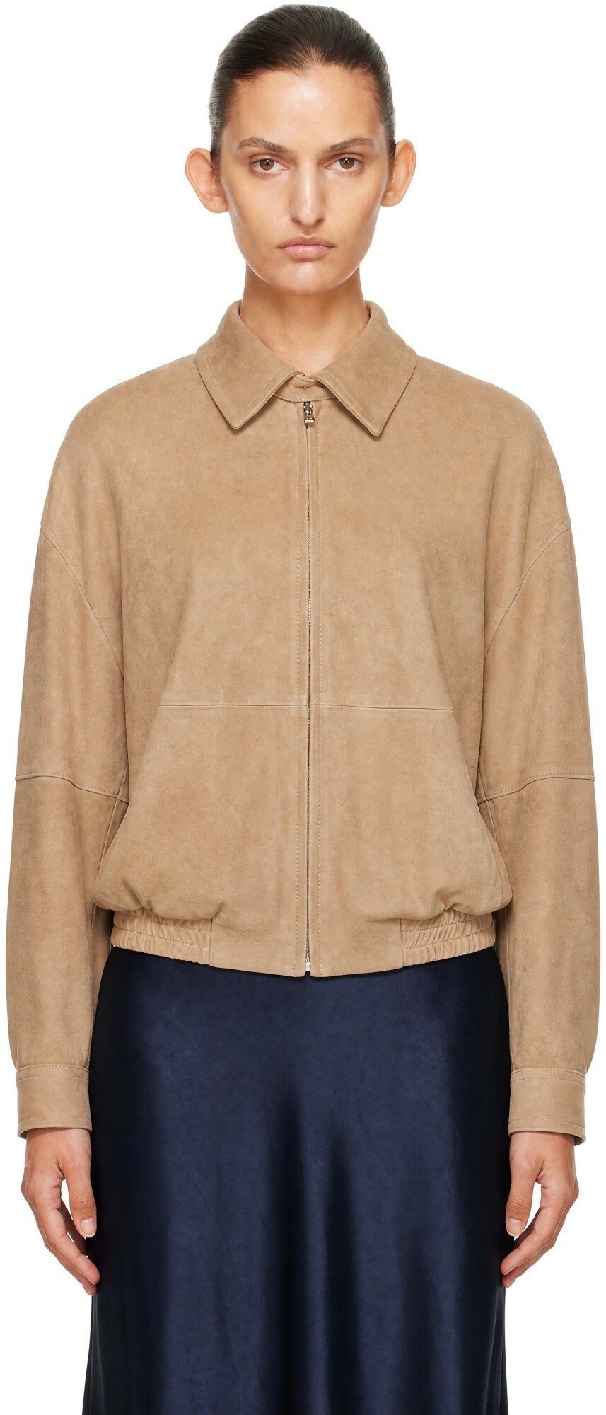R2W Beige Kenny Suede Bomber JP Jacket