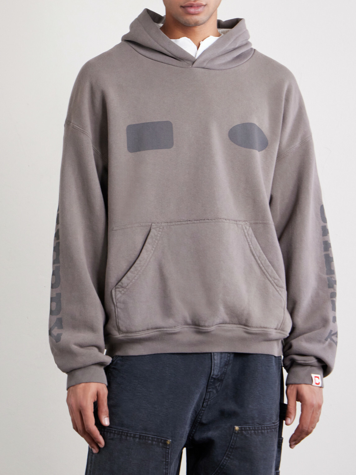 Cherry Los Angeles - Sun Faded Thermal Cotton-Fleece Hoodie - Gray