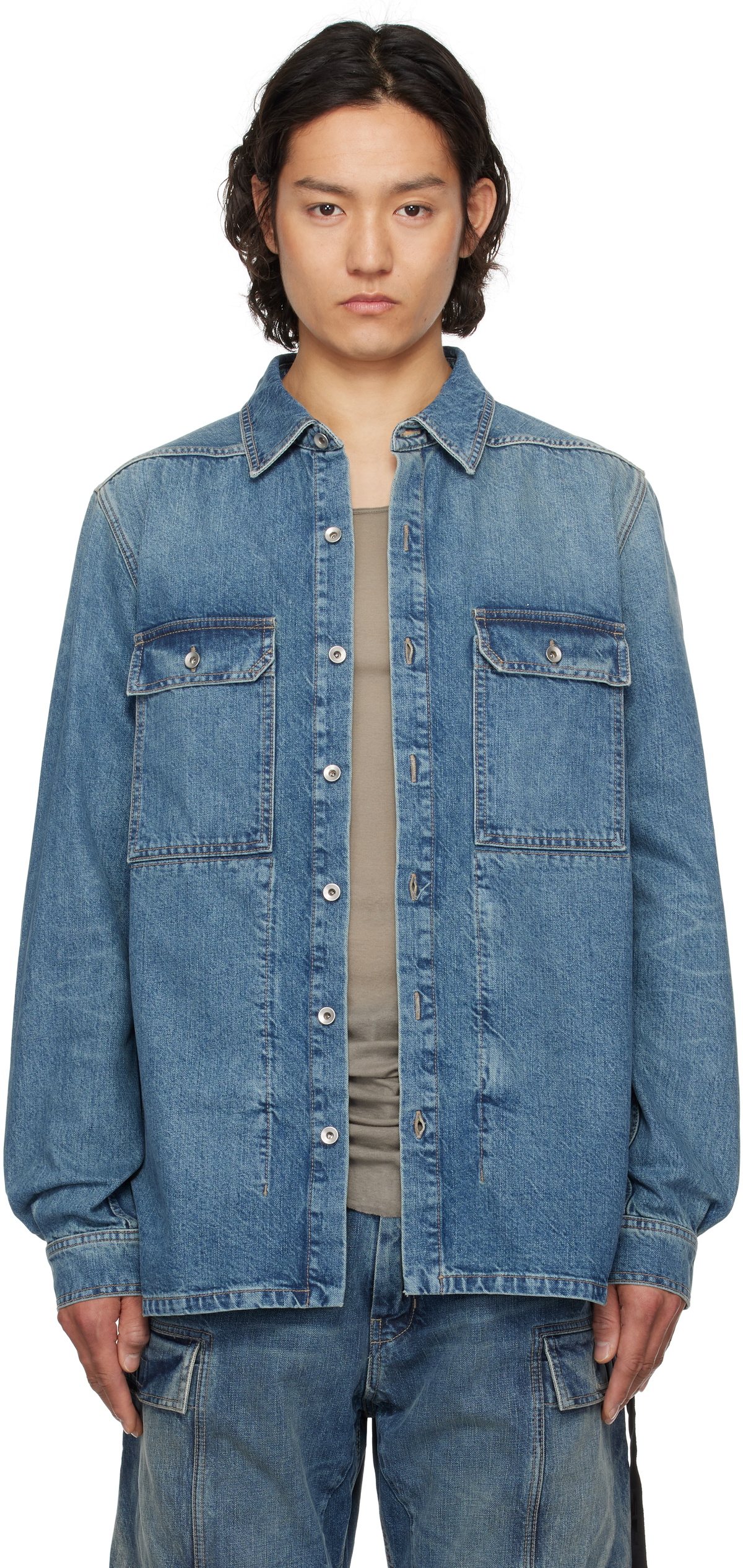 Rick Owens DRKSHDW Indigo Hollywood Denim Overshirt Rick Owens Drkshdw
