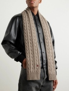 CELINE - Logo-Embroidered Cable-Knit Cashmere Scarf