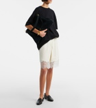 Staud Verano lace-trimmed silk satin Bermuda shorts