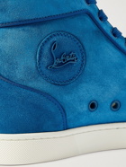 Christian Louboutin - Louis Orlato Grosgrain-Trimmed Suede High-Top Sneakers - Blue