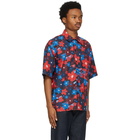 Marni Red and Blue Rainbow Flower Print Short Sleeve Shirt