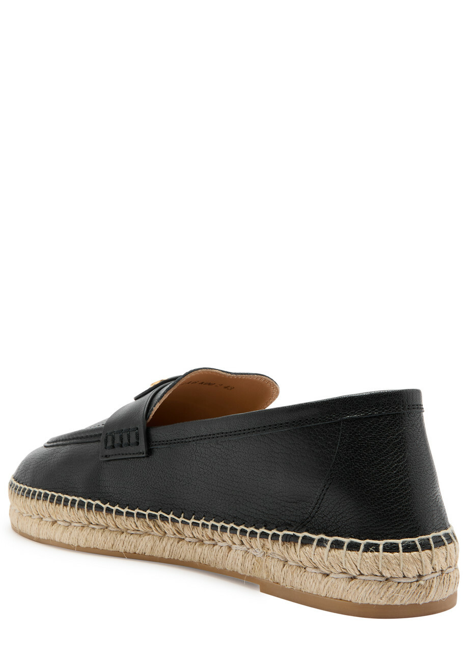 Valentino Garavani Palm Avenue Leather Espadrille Loafers Black