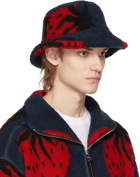 JW Anderson Navy & Red Asymmetric Bucket Hat